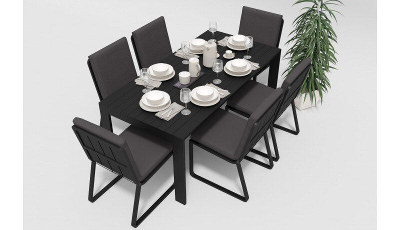 Обеденная группа Gardenini Malia со стульями Voglie темно-серый/антрацит 180 x 90