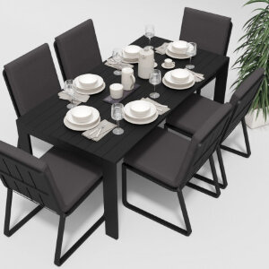 Обеденная группа Gardenini Malia со стульями Voglie темно-серый/антрацит 180 x 90