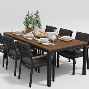 Обеденная группа Gardenini Bella темно-серый/антрацит 220 x 100