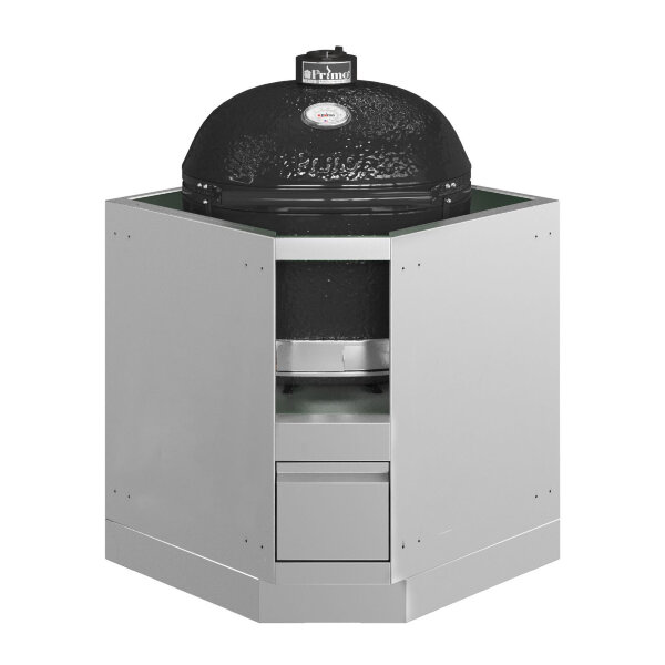 Тумба-основание угловая для овальных керамических грилей с выдвижным ящиком