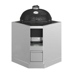 Тумба-основание угловая для овальных керамических грилей с выдвижным ящиком