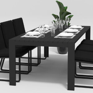 Обеденная группа Gardenini Malia со стульями Voglie темно-серый/черный 220 x 105