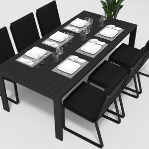 Обеденная группа Gardenini Malia со стульями Voglie темно-серый/черный 220 x 105