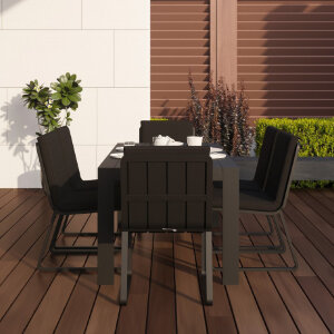 Обеденная группа Gardenini Malia со стульями Voglie темно-серый/черный 180 x 90