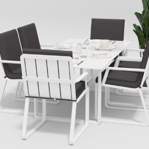 Обеденная группа Gardenini Voglie со стульями Voglie Armrest белый/антрацит 180 x 90