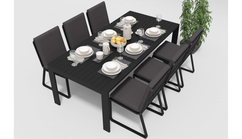 Обеденная группа Gardenini Malia со стульями Voglie темно-серый/антрацит 220 x 105