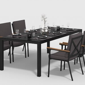 Обеденная группа Gardenini Calma со стульями Calma S темно-серый/антрацит 220 x 110