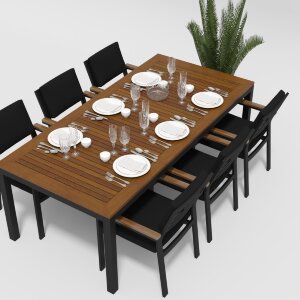 Обеденная группа Gardenini Bella темно-серый/черный 220 x 100