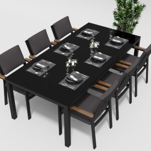 Обеденная группа Gardenini Calma со стульями Bella темно-серый/антрацит 200 x 100