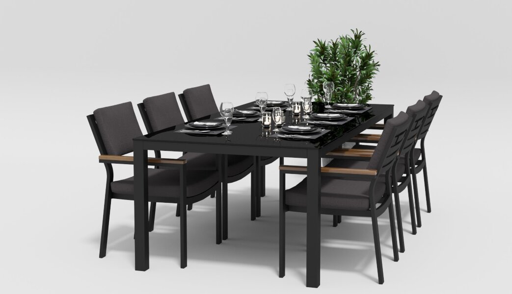 Обеденная группа Gardenini Calma со стульями Bella темно-серый/антрацит 200 x 100