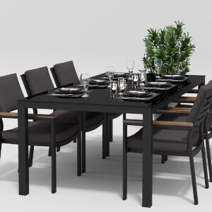 Обеденная группа Gardenini Calma со стульями Bella темно-серый/антрацит 200 x 100