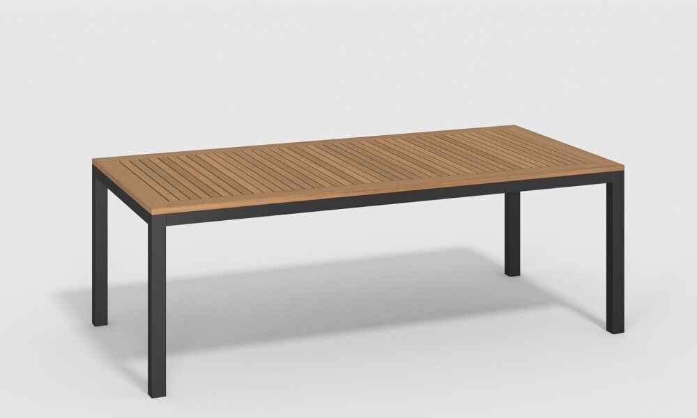 Обеденная группа Gardenini Bella со стульями Calma S темно-серый/черный 220 x 100