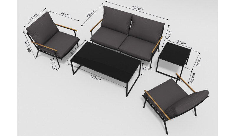 Лаунж зона Gardenini Calma темно-серый/антрацит