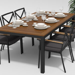 Обеденная группа Gardenini Bella со стульями Calma темно-серый/антрацит 220 x 100