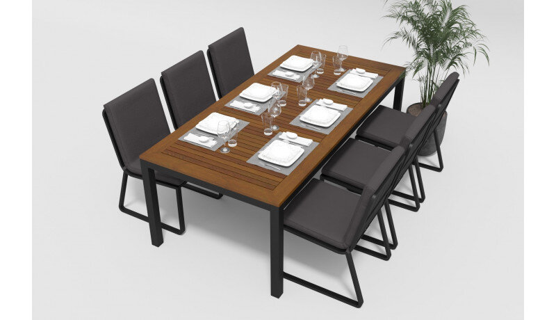 Обеденная группа Gardenini Bella со стульями Voglie темно-серый/антрацит 200 x 100