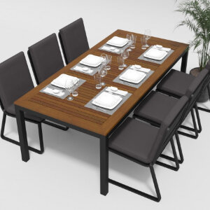 Обеденная группа Gardenini Bella со стульями Voglie темно-серый/антрацит 200 x 100