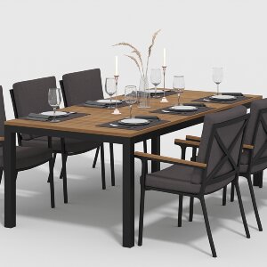 Обеденная группа Gardenini Bella со стульями Calma S темно-серый/антрацит 220 x 100