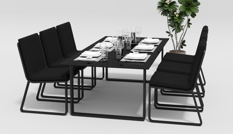 Обеденная группа Gardenini Voglie темно-серый/черный 220 x 105