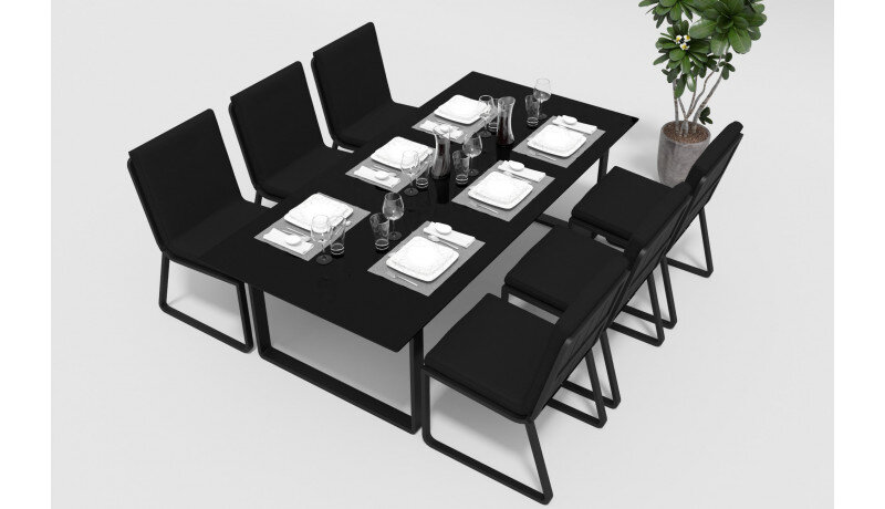 Обеденная группа Gardenini Voglie темно-серый/черный 220 x 105