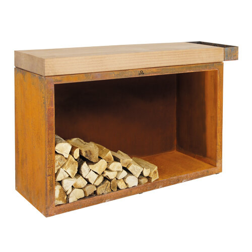 Стол разделочный OFYR 135 Corten с деревянной столешницей