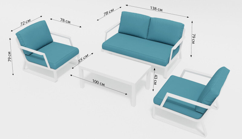 Лаунж зона Gardenini Voglie белый/голубой