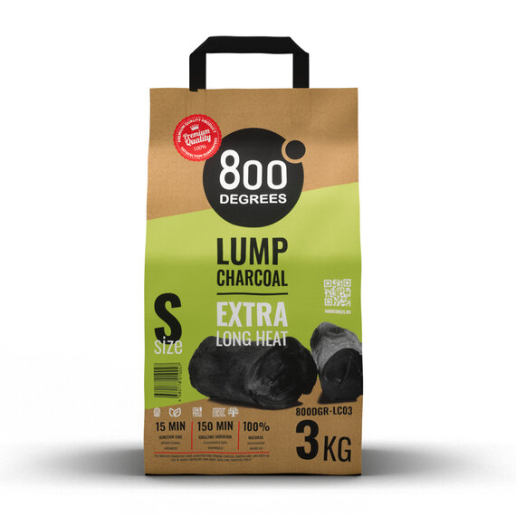Уголь кусковой древесный 800 Degrees Долгое Горение мешок 3 кг
