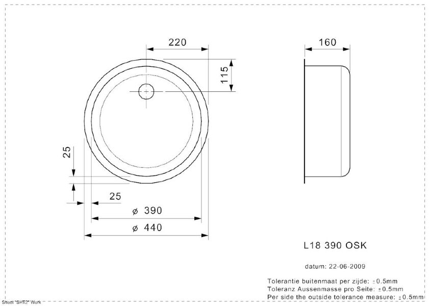 Мойка Reginox L18 круглая 390 мм