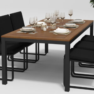 Обеденная группа Gardenini Bella со стульями Voglie темно-серый/черный 200 x 100