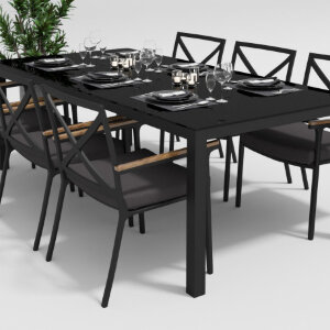 Обеденная группа Gardenini Calma темно-серый/антрацит 220 x 100