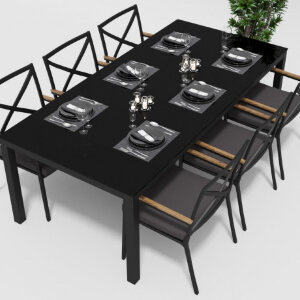 Обеденная группа Gardenini Calma темно-серый/антрацит 220 x 100