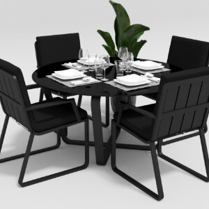 Обеденная группа Gardenini Primavera со стульями Voglie Armrest темно-серый/черный