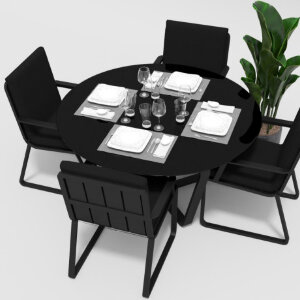 Обеденная группа Gardenini Primavera со стульями Voglie Armrest темно-серый/черный