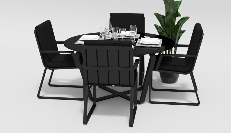 Обеденная группа Gardenini Primavera со стульями Voglie Armrest темно-серый/черный