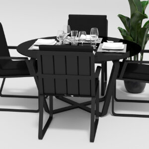 Обеденная группа Gardenini Primavera со стульями Voglie Armrest темно-серый/черный