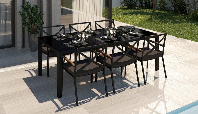 Обеденная группа Gardenini Calma темно-серый/антрацит 200 x 100