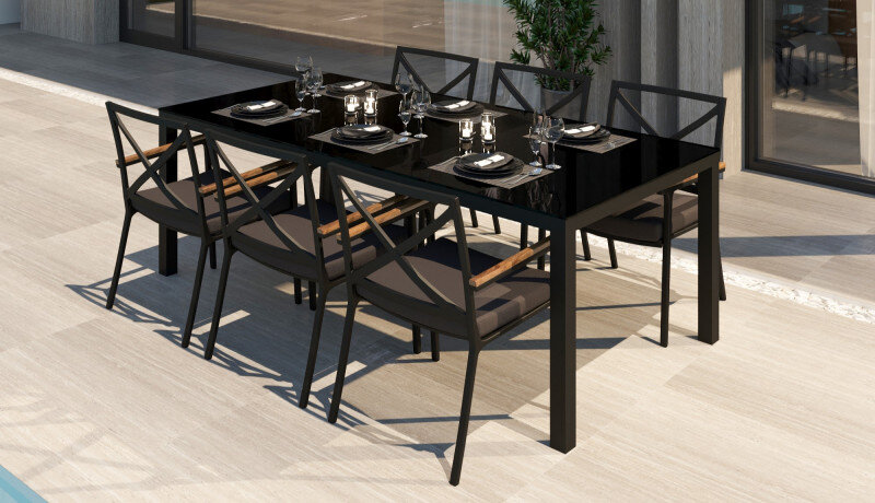 Обеденная группа Gardenini Calma темно-серый/антрацит 200 x 100