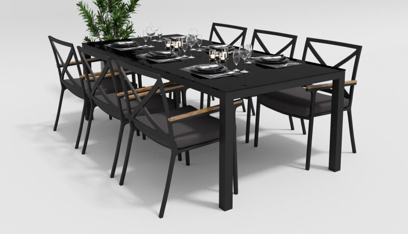 Обеденная группа Gardenini Calma темно-серый/антрацит 200 x 100