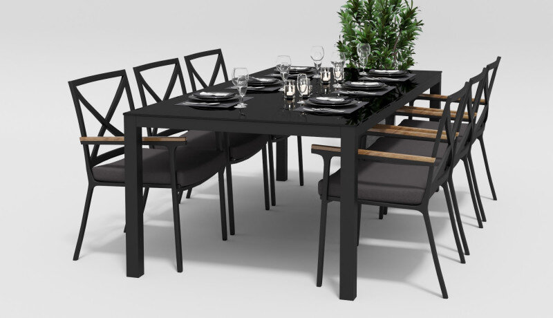 Обеденная группа Gardenini Calma темно-серый/антрацит 200 x 100