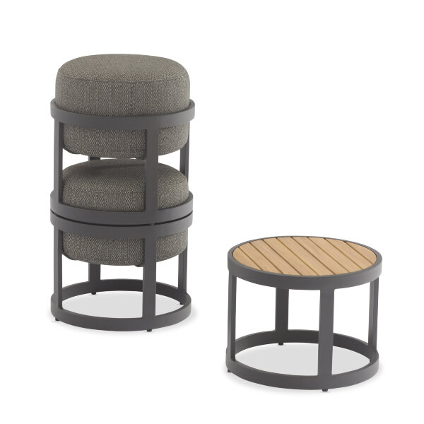 Набор Tumba: 2 табурета и стол, антрацит/серый
