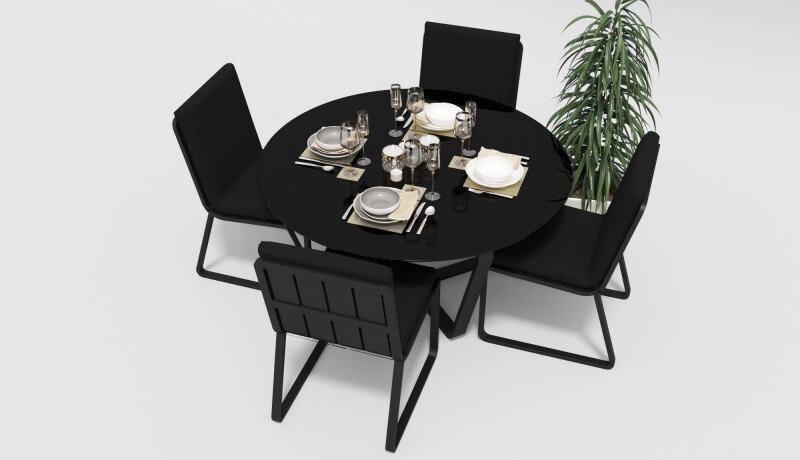 Обеденная группа Gardenini Primavera со стульями Voglie темно-серый/черный