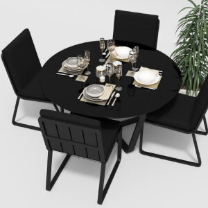 Обеденная группа Gardenini Primavera со стульями Voglie темно-серый/черный