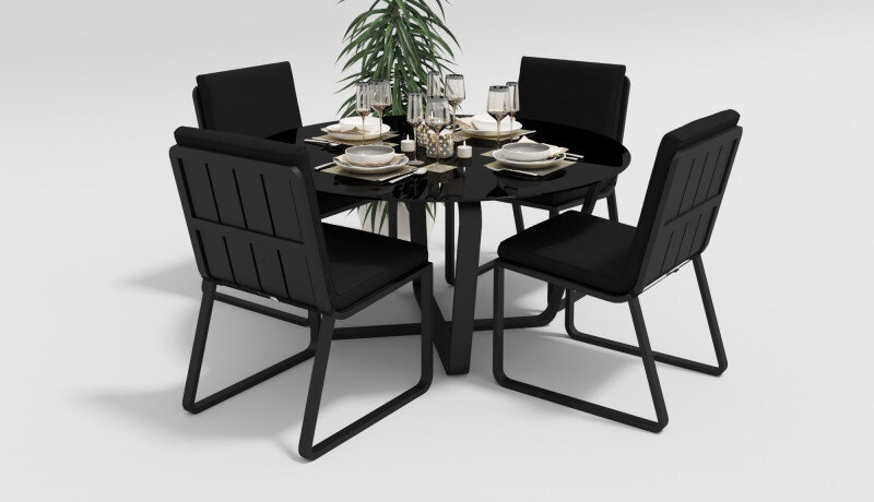 Обеденная группа Gardenini Primavera со стульями Voglie темно-серый/черный