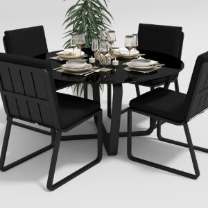 Обеденная группа Gardenini Primavera со стульями Voglie темно-серый/черный