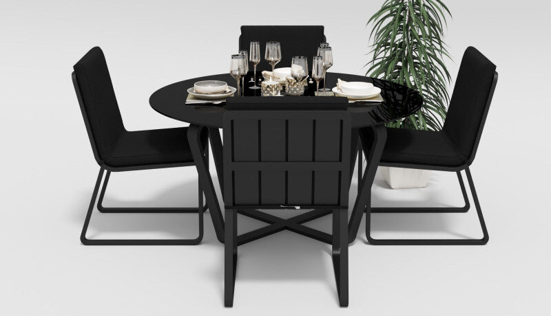 Обеденная группа Gardenini Primavera со стульями Voglie темно-серый/черный