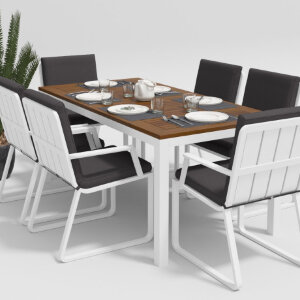 Обеденная группа Gardenini Bella со стульями Voglie Armrest белый/антрацит 180 x 90