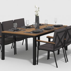 Обеденная группа Gardenini Bella со стульями Calma S темно-серый/антрацит 200 x 100