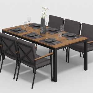 Обеденная группа Gardenini Bella со стульями Calma S темно-серый/антрацит 200 x 100