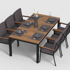 Обеденная группа Gardenini Bella со стульями Calma S темно-серый/антрацит 200 x 100