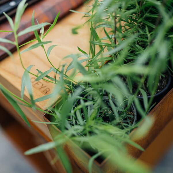 Стол OFYR для гриля Kamado Joe кортен на колесах с деревянной столешницей