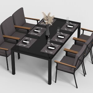 Обеденная группа Gardenini Calma со стульями Calma S темно-серый/антрацит 200 x 110